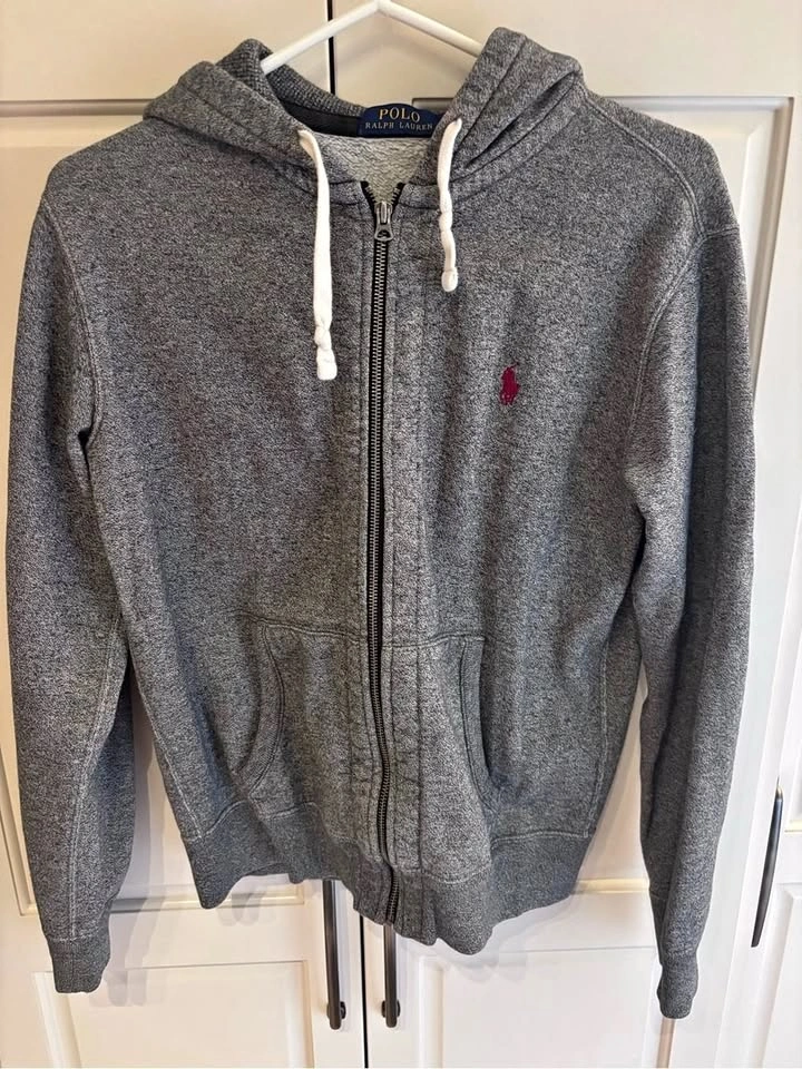 Polo by Ralph Lauren Men's Gray Zip Hoodie Sweatshirt small