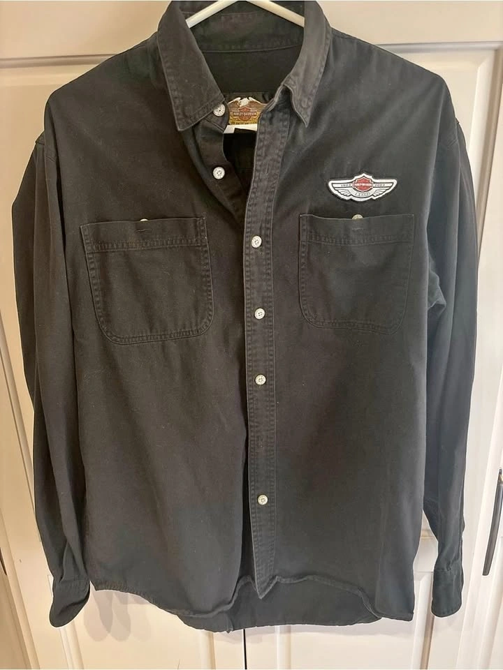 Harley-Davidson Men's Black Button-Down Work Shirt Jacket medium
