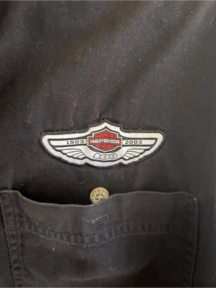 Harley-Davidson Men's Black Button-Down Work Shirt Jacket medium - photo 2