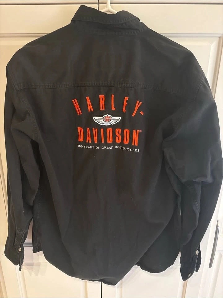 Harley-Davidson Men's Black Button-Down Work Shirt Jacket medium - photo 4