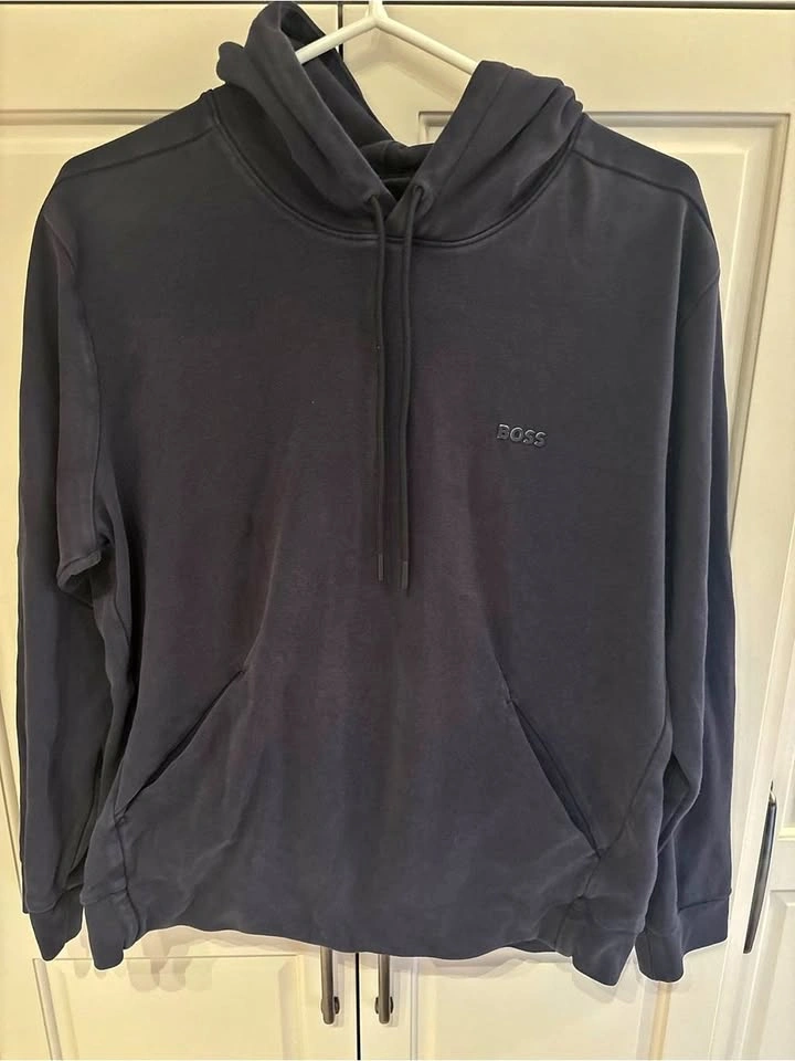 BOSS Men's Navy Hoodie Sweatshirt large