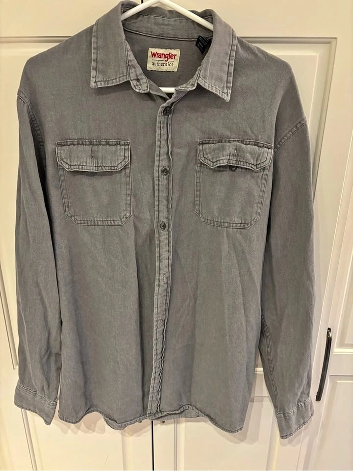 Wrangler Authenticities Men's Gray Button-Up Work Shirt Jacket