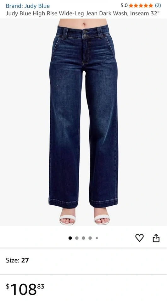 Judy Blue Hi-Rise Wide Leg Jean Dark Wash size 11 - photo 5