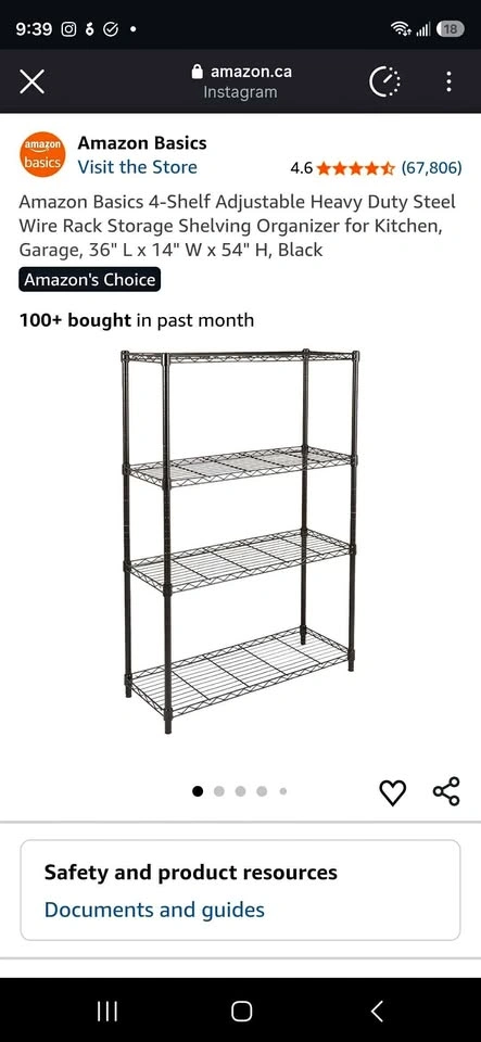 Amazon Basics 4-Shelf Organizer + shelf liners