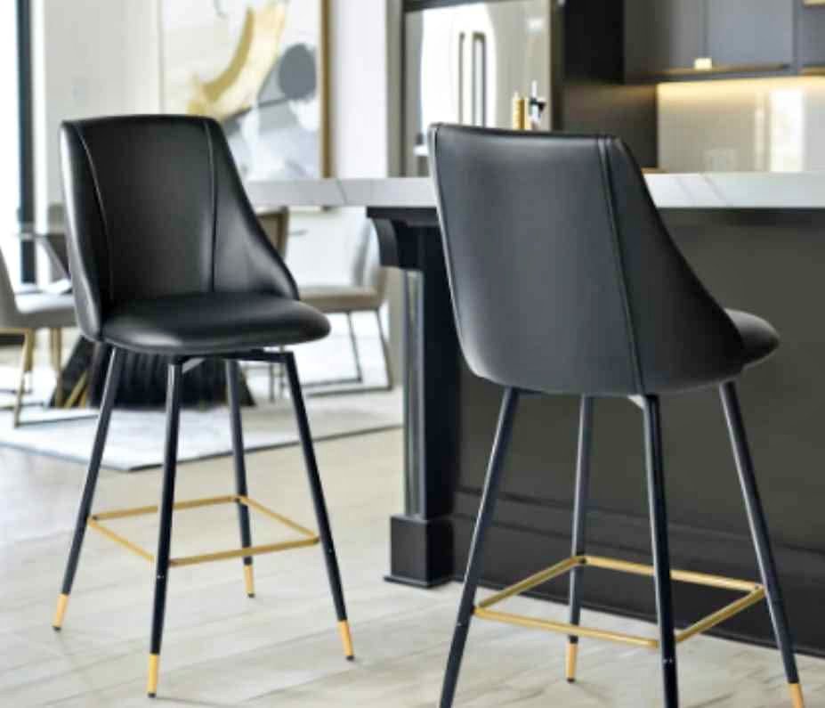 26 in. Black Faux Leather Bar Stool Chair (2)
