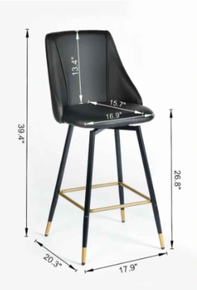 26 in. Black Faux Leather Bar Stool Chair (2) - photo 2