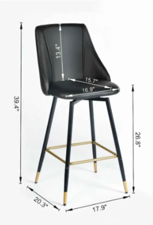 26 in. Black Faux Leather Bar Stool Chair (2) image indicator(2)