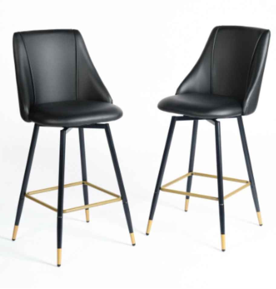 26 in. Black Faux Leather Bar Stool Chair (2) - photo 3