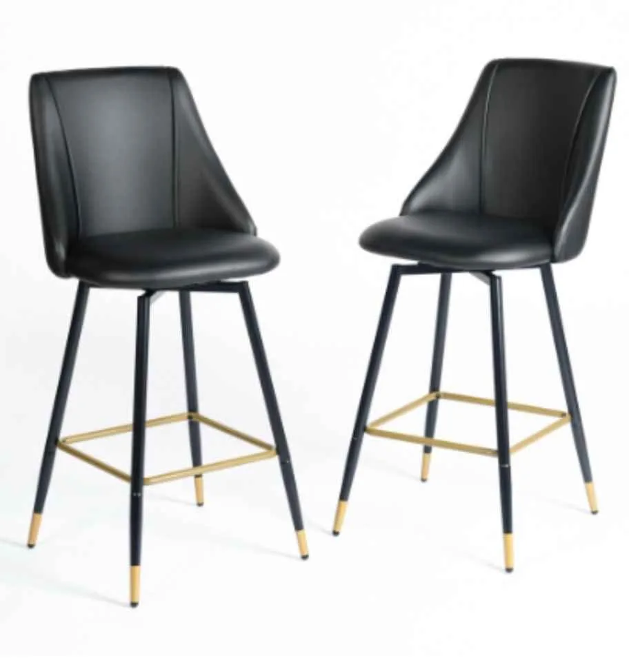 26 in. Black Faux Leather Bar Stool Chair (2) image indicator(3)