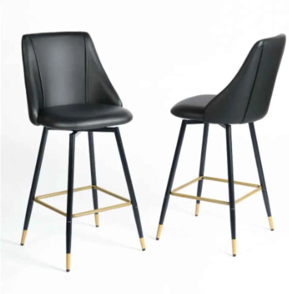 26 in. Black Faux Leather Bar Stool Chair (2) image indicator(4)