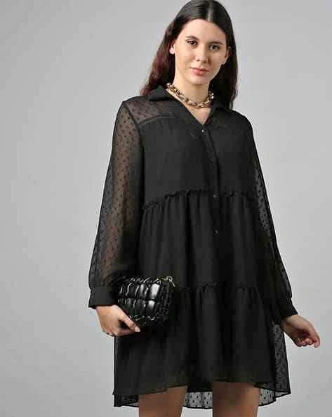 Zara Swiss Dot Tiered Shirt Dress