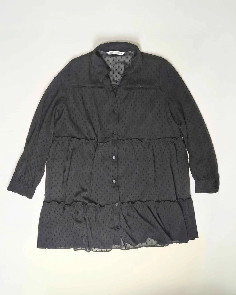 Zara Swiss Dot Tiered Shirt Dress - photo 2