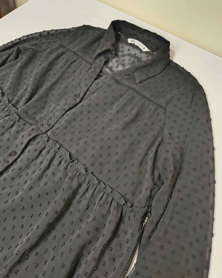Zara Swiss Dot Tiered Shirt Dress - photo 3