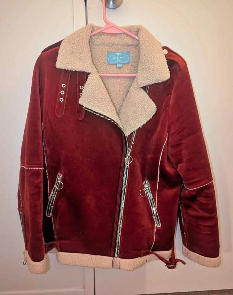 Velvet Aviator Jacket with Sherpa lining