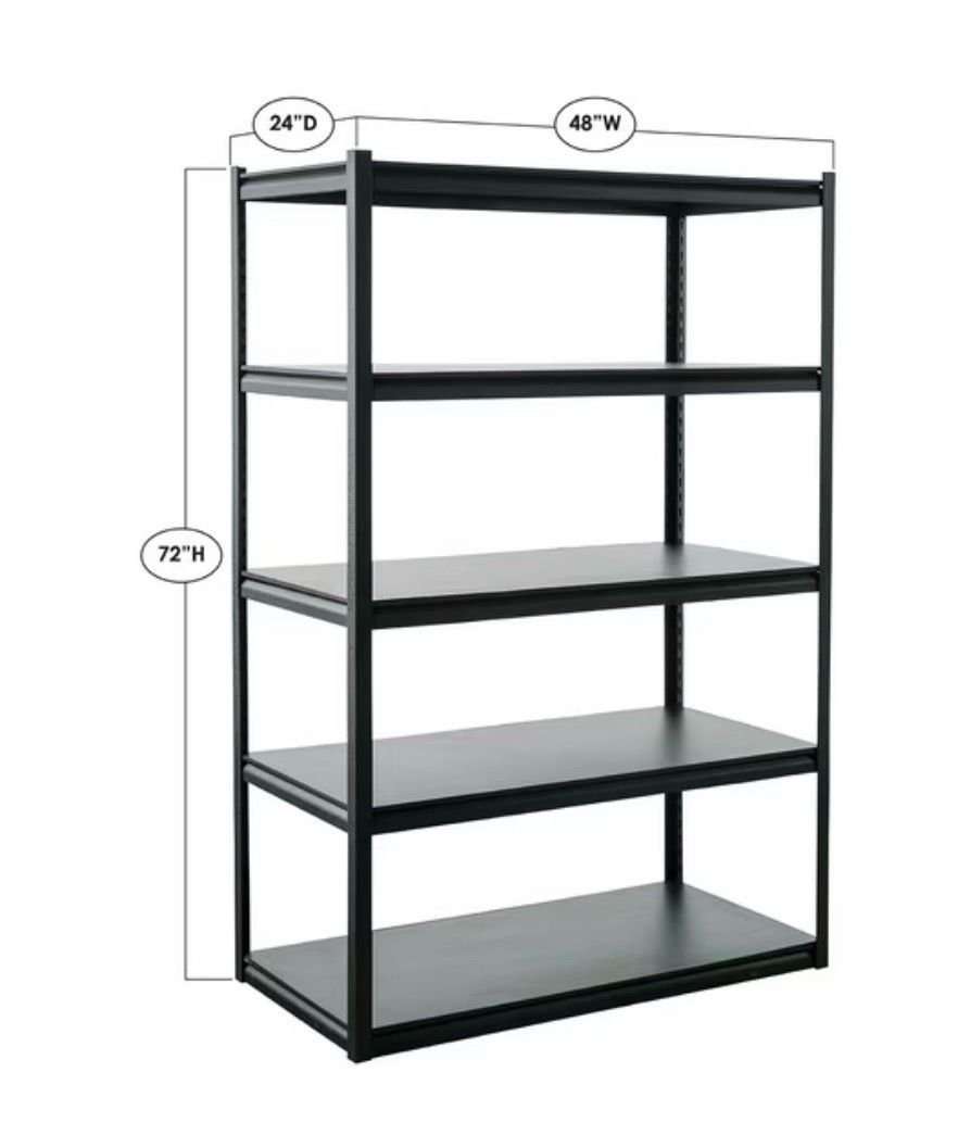 5 Tier Storage Shelf, 48" W x 24" D x 72" H