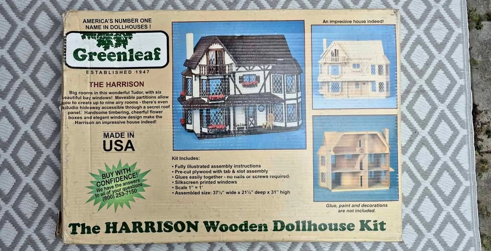 Vintage Greenleaf The Harrison Wooden Dollhouse Kit (1:12 Scale)