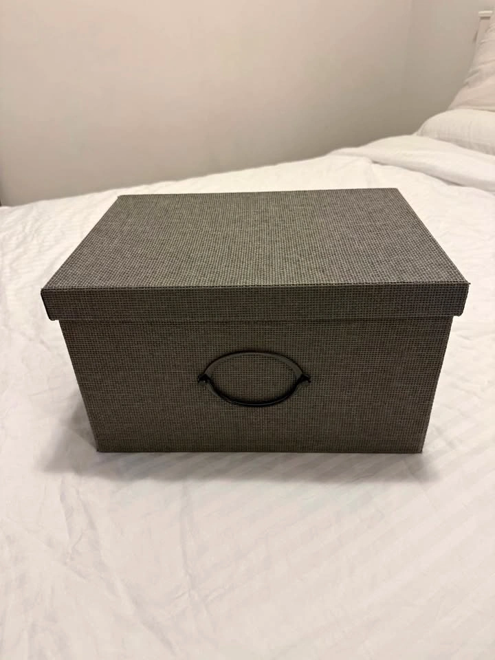 IKEA KVARNIK Grey Storage Box Bin with Lid