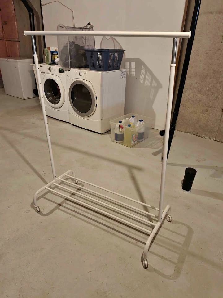 White Metal Rolling Garment Rack