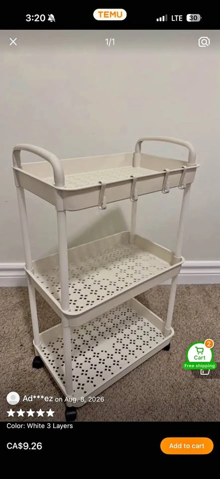 Black 3 tier cart