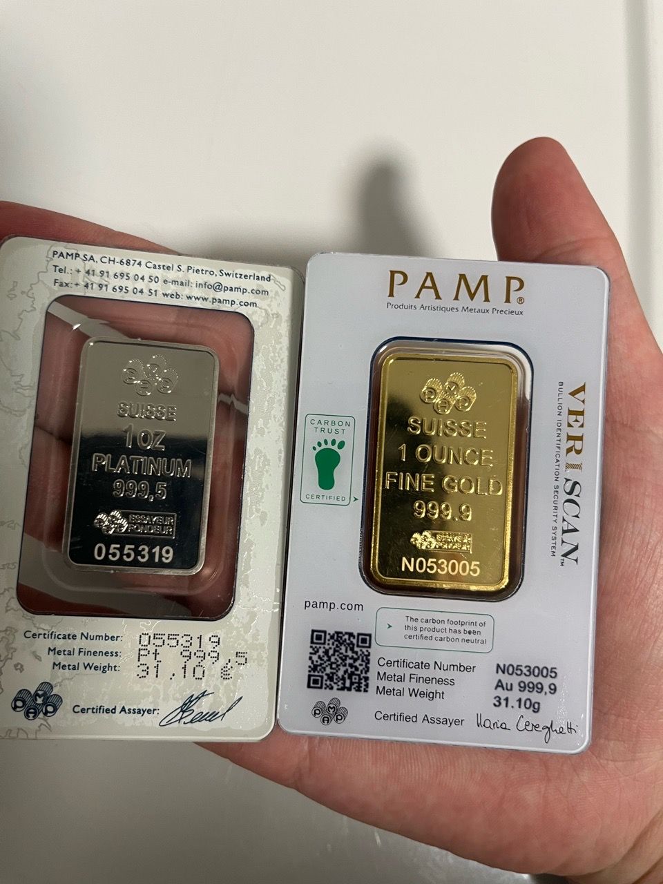 PAMP Suisse 1oz Gold & Platinum Bar Set