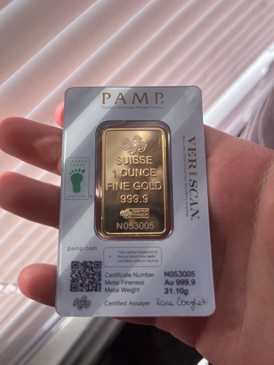 PAMP Suisse 1 oz Fine Gold Bar 999.9