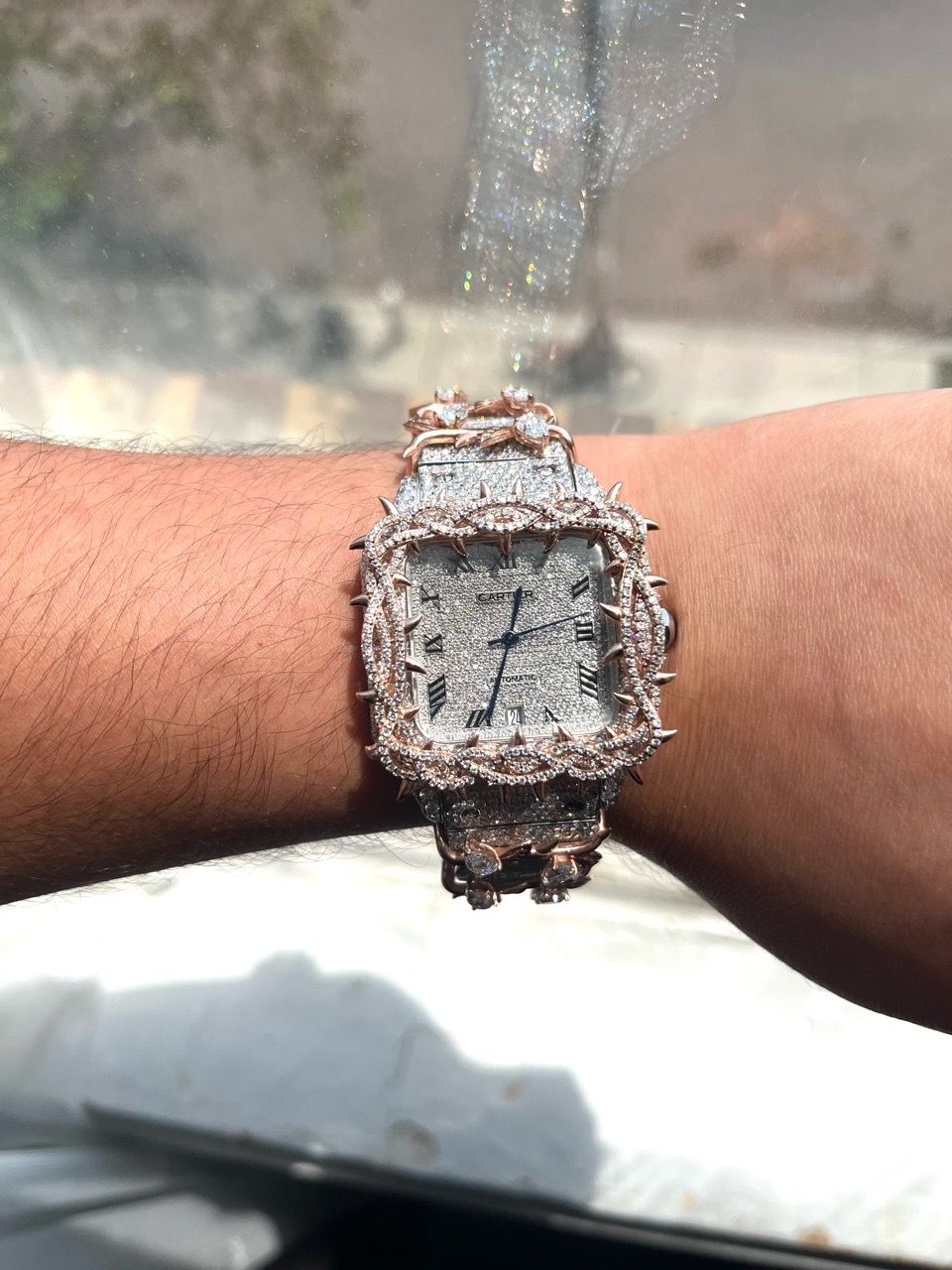 VVS buss down watch Cartier Rose Gold and Silver Crystal Bracele - photo 2