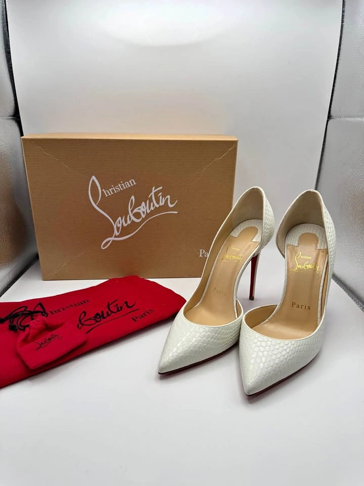Christian Louboutin Iriza White Python-Embossed Pumps