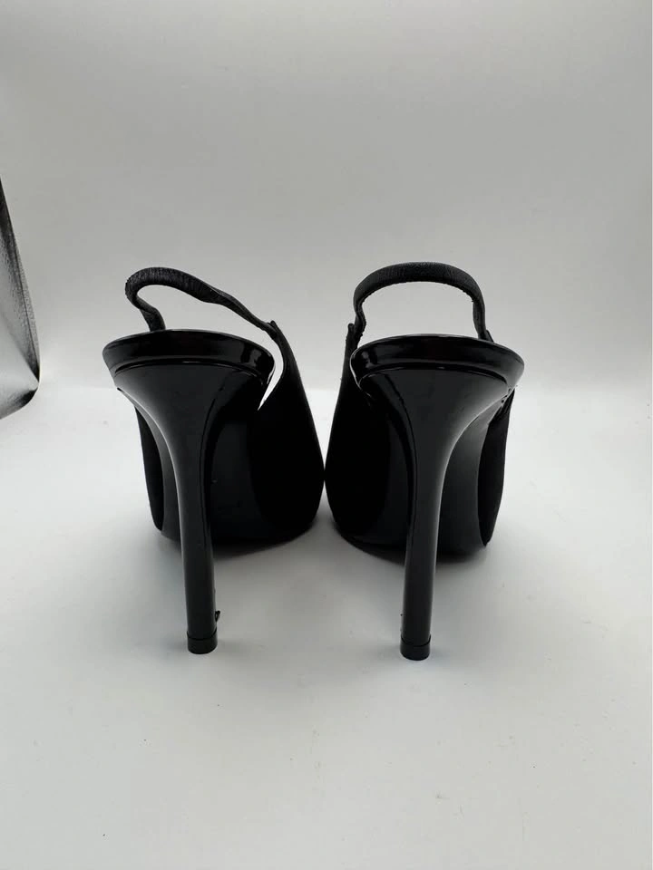 Saint Laurent Raven 110 Black Satin Slingback Pumps – Size 34 - photo 4