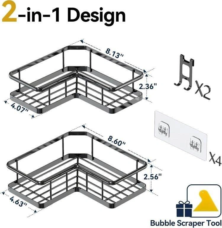 2-Pack Adhesive Corner Shower Caddy Shelves - Brand New! - photo 2