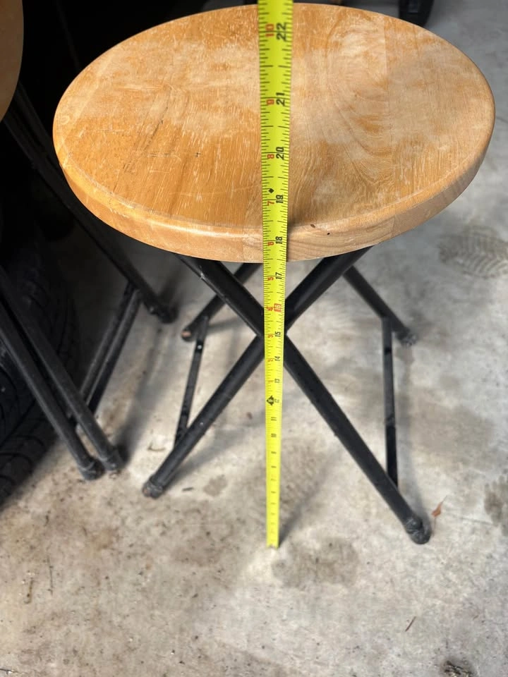 Pair of Wood and Metal Folding Stools - photo 5