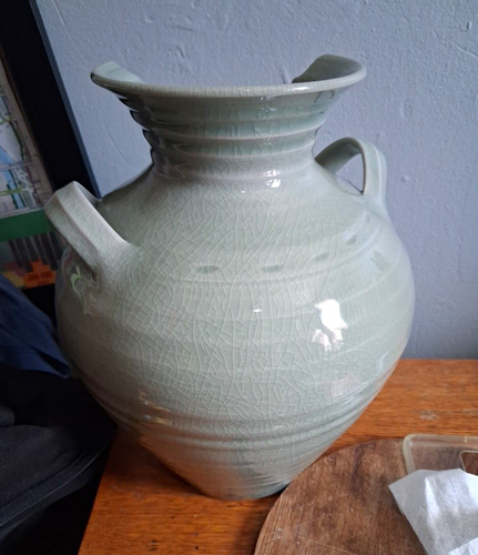 Simon Pearce Belmont Vase celadon crackle glaze