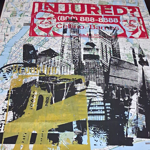 Celino Barnes "Injured?" Signed NYC Map Cityscape Print
