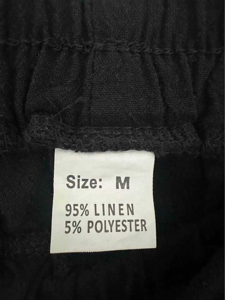 Black Linen Blend Drawstring Pants Size M - photo 2