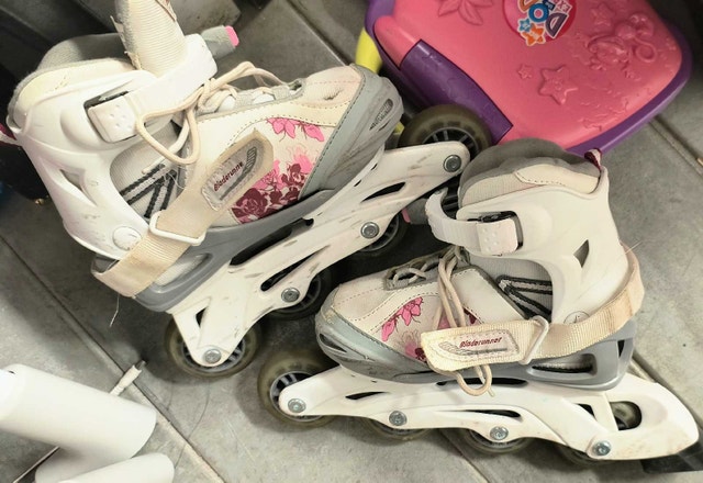 Bladerunner Rollerblades and Little MissMatched Bike