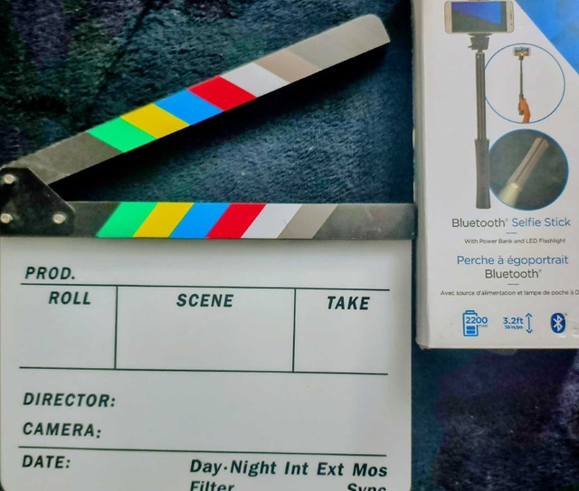 Lights Camera Action Sign & Selfie Stick