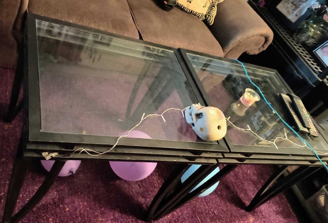 2 Nice Glass Top End Tables - photo 2