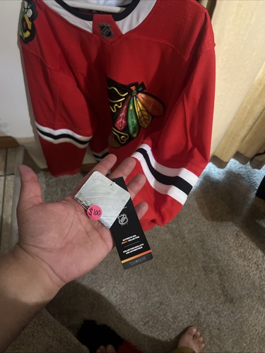 New 50 Adidas Chicago Blackhawks NHL Red Home Authentic Jersey - photo 3