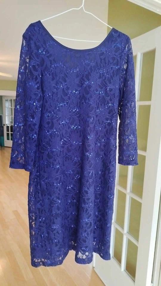Royal Blue Sequence Lace Dress Size 14 - photo 3