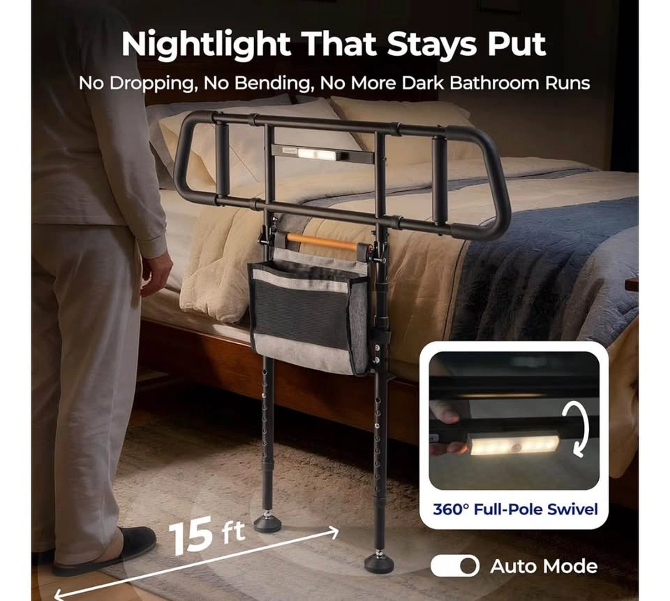 Brand New Long Folding Bedside Rail with Light - photo 3
