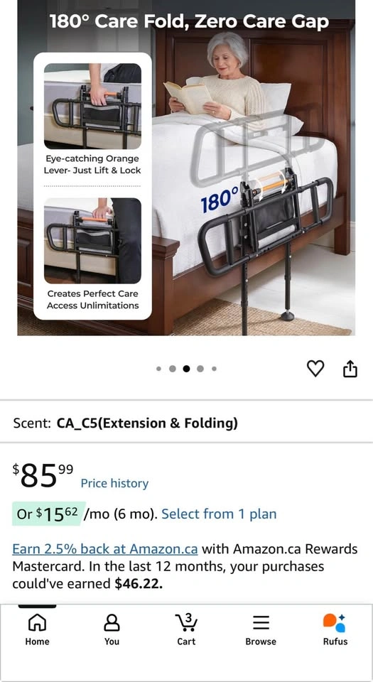 Brand New Long Folding Bedside Rail with Light - photo 4