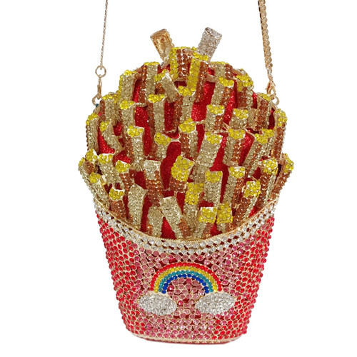3D French Fries Crystal Evening Clutch Bag - photo 2