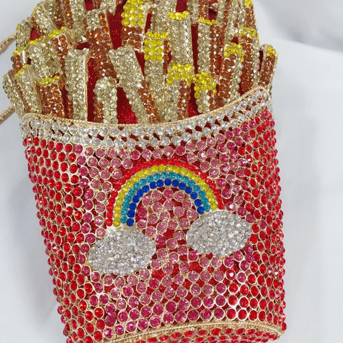 3D French Fries Crystal Evening Clutch Bag - photo 3