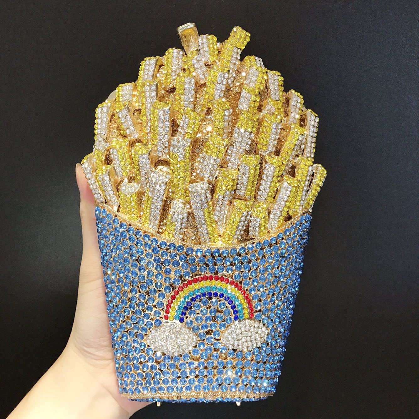 3D French Fries Crystal Evening Clutch Bag - photo 5