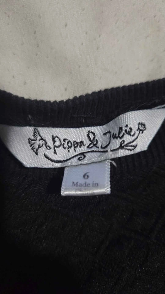 Pippa & Julie Black Quilted Sweatshirt Size 6 - photo 2