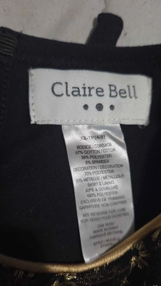 Claire Bell Black and Gold Sequin Tulle Dress Size 4/5 - photo 2