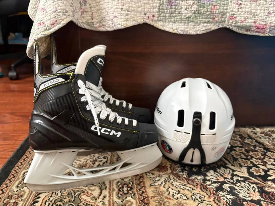 CCM AS 550 Tacks skates with Bauer LiL Sport helmet
