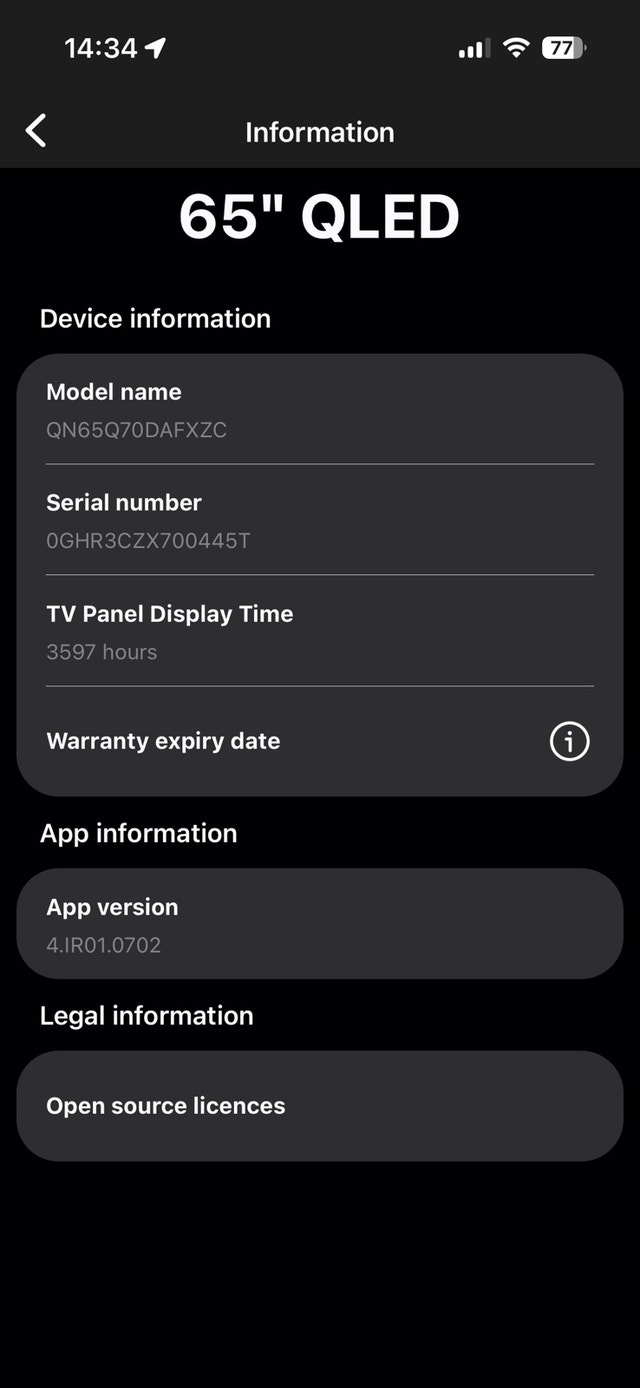 Samsung 65” Q70D QLED 4K HDR 120Hz Smart TV - photo 4
