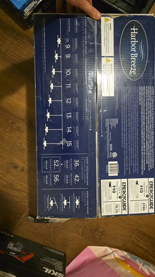 Black Ceiling Fan New in Box Harbor Breeze Calera 52 inch - photo 3