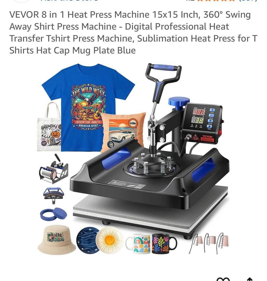 Used VEVOR 8-in-1 Heat Press Machine 15x15 - photo 2