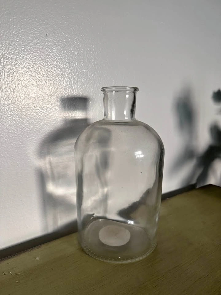 7” WIDE NECK CLEAR GLASS VASE